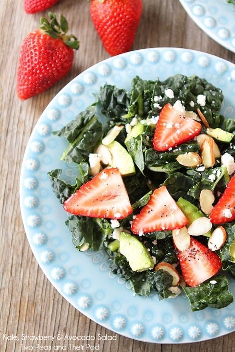 Kale, Strawberry & Avocado Salad with Lemon Poppy Seed Dressing-recipe on www.twopeasandtheirpod.com Kale-Strawberry-Avocado-Salad-2