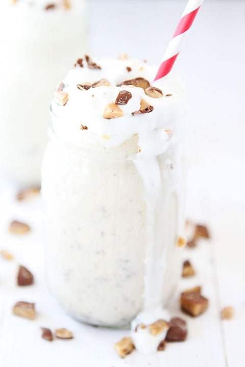 Brown Butter Toffee Milkshake Recipe Brown Butter Toffee Milkshake Recipe on twopeasandtheirpod.com The BEST shake you will ever drink! The brown butter and toffee combo is to die for!