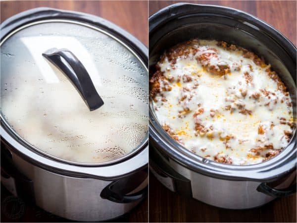cooking lasagna in a slow cooker