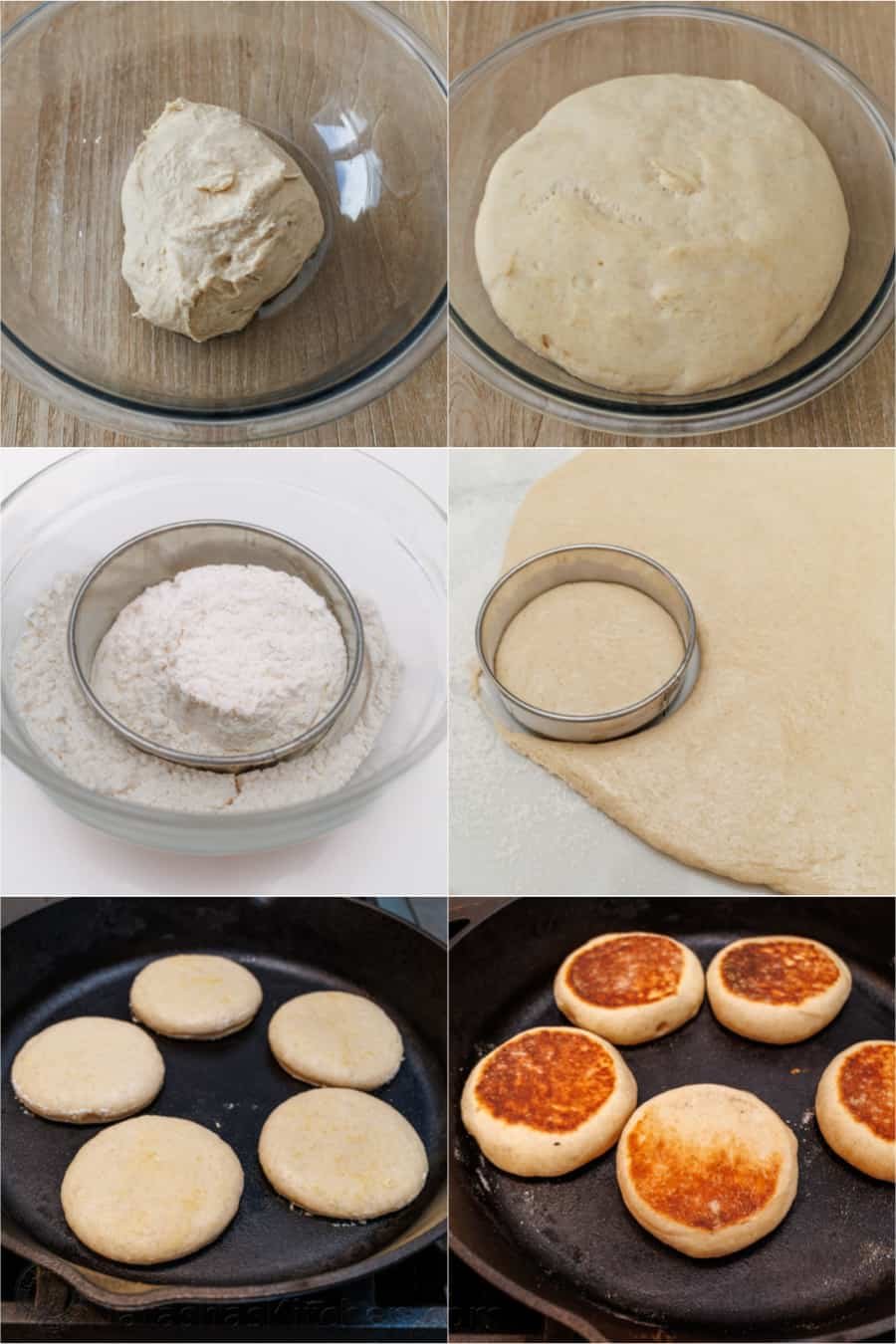 instructions on how to cut and cook english muffins