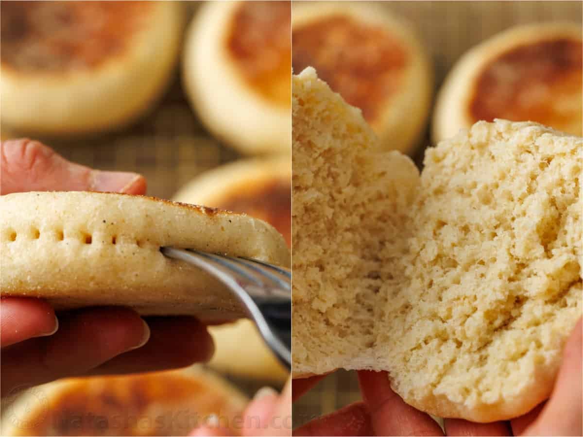how to cut an english muffin using a fork