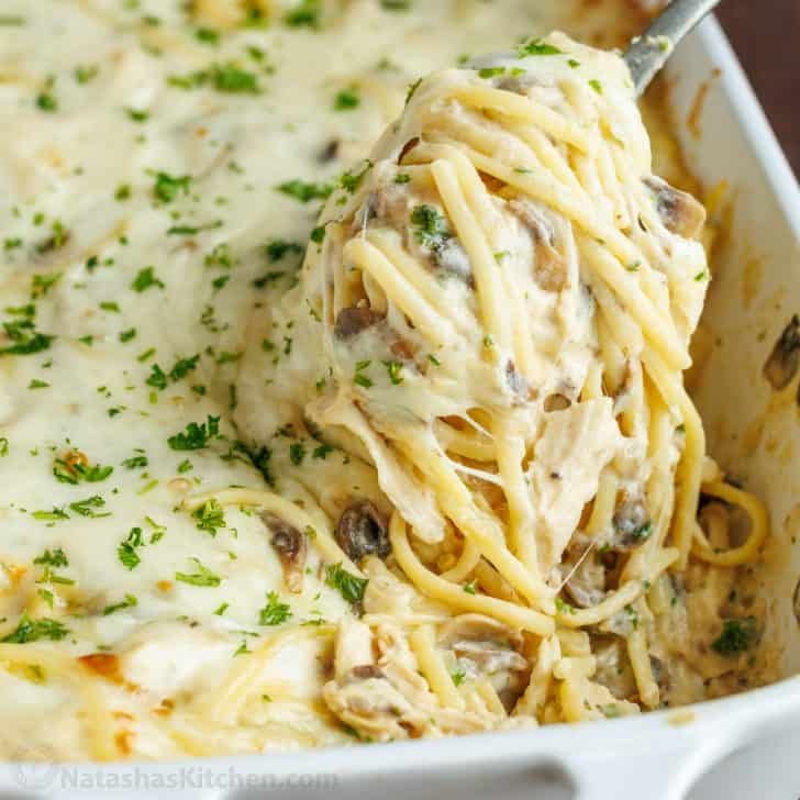 Chicken tetrazzini in casserole