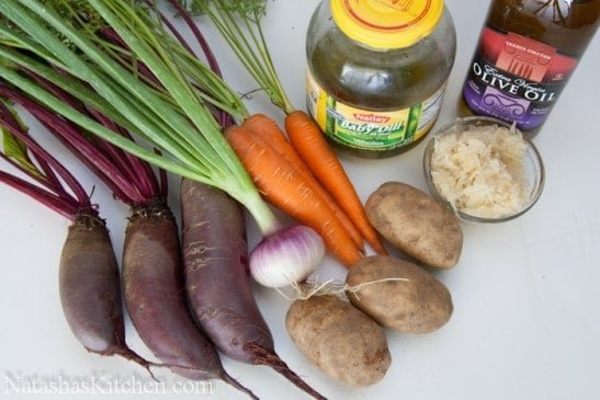 Ingredients for Russian vinaigrette salad 