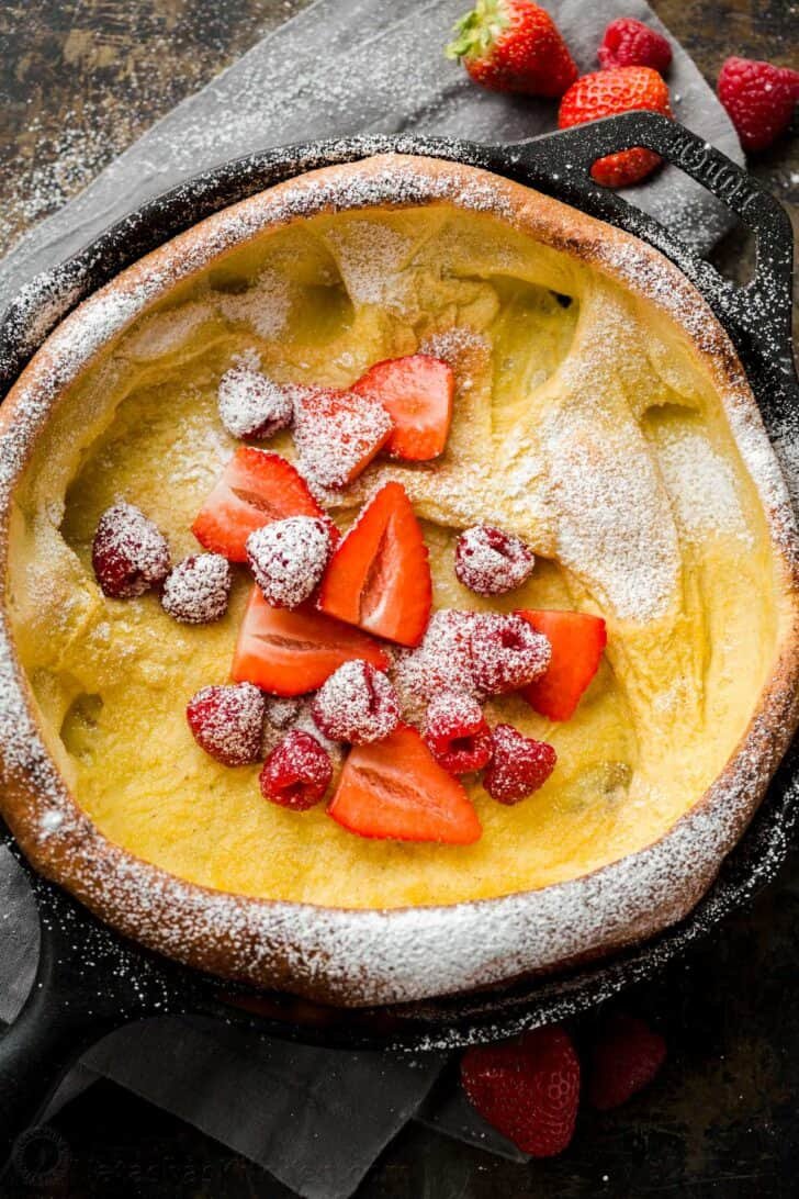 Dutch baby german pancake topped with berries