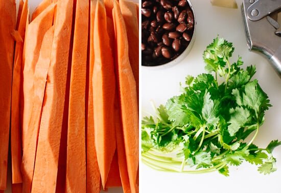 sweet potato, cilantro and black beans