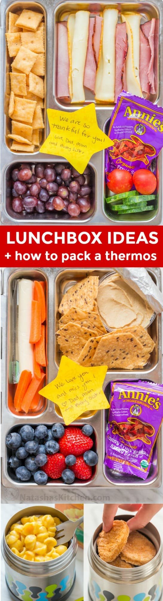 Finally!! Kid-Approved School Lunch Ideas - wholesome and fun to eat! Includes hot school lunch thermos options. Bonus: easy kid-friendly yogurt parfait! | natashaskitchen.com
