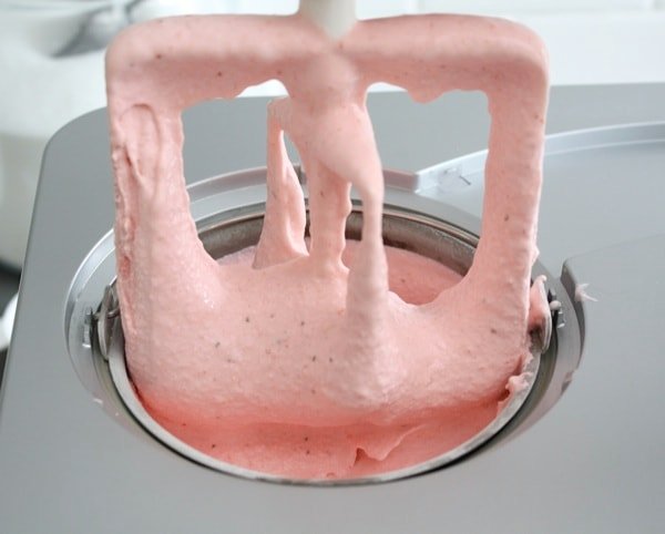 strawberry-ice-cream strawberry sour cream ice cream churning