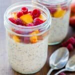Overnight oats topped with fruit
