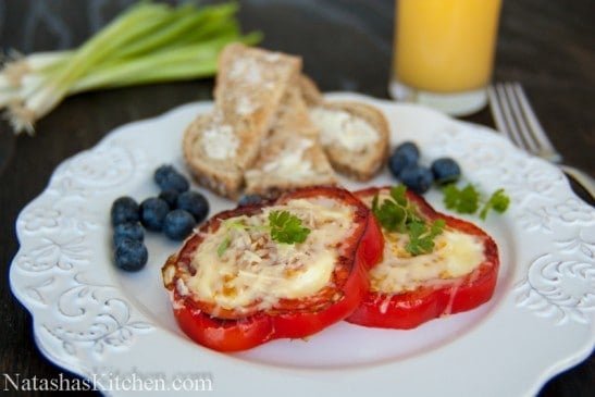 The bell pepper adds gorgeous color and a very healthy veggie to your morning. Impress your family and breakfast guests with this Bell Pepper egg-in-a-hole.