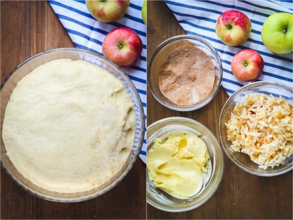 Step-by-step images how to make a sweet apple bread loaf. 