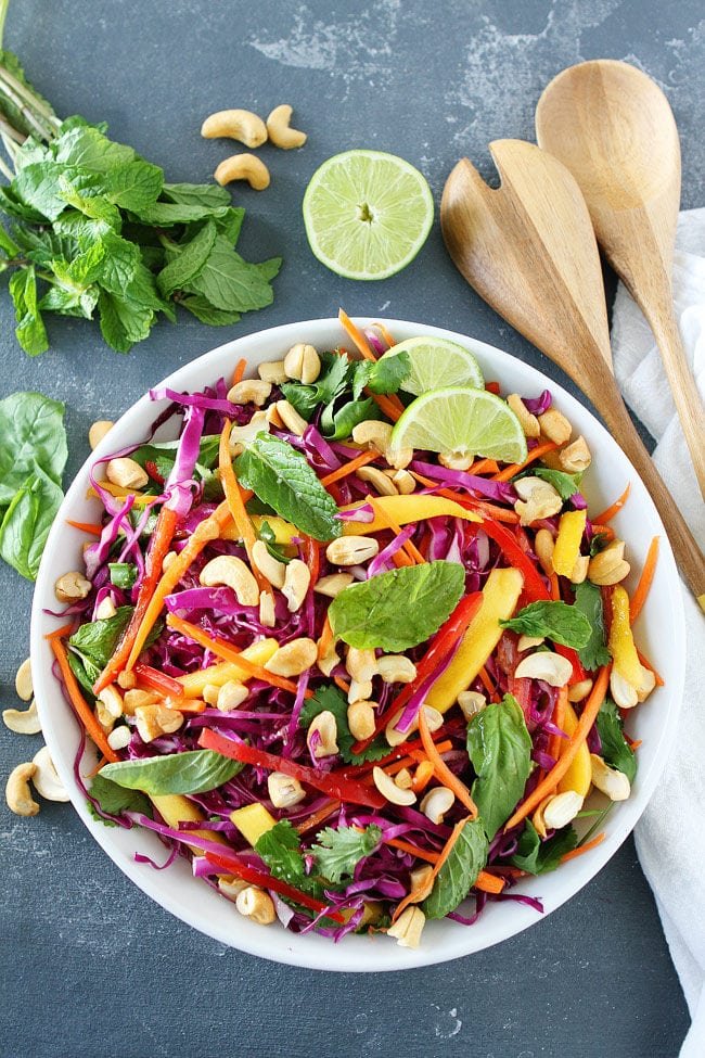 Thai Cabbage Salad Recipe on twopeasandtheirpod.com This Thai-style cabbage salad is light, bright, and packed with crunch and flavor. Thai Cabbage Salad Recipe