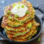 zucchini fritters served with sour cream
