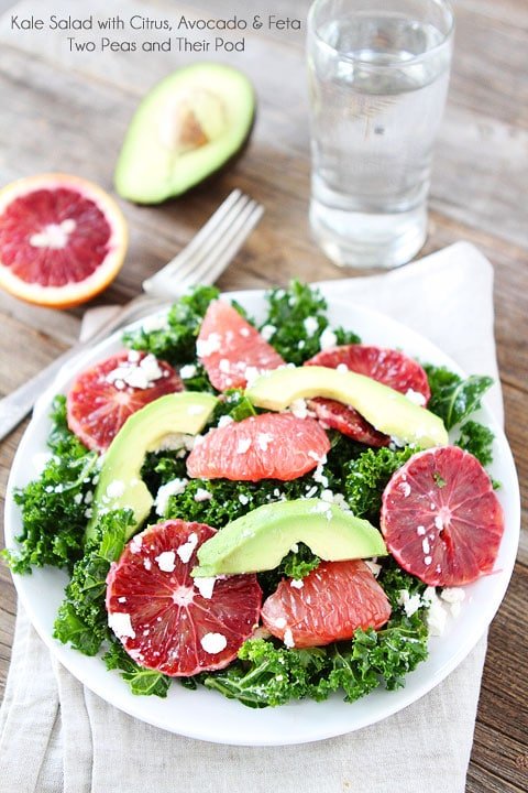 Kale Salad with Citrus, Avocado, and Feta on twopeasandtheirpod.com Love this healthy salad! Kale Salad with Citrus, Avocado, and Feta on twopeasandtheirpod.com Love this healthy salad!