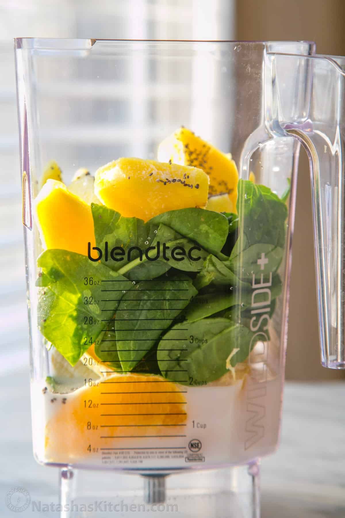 This Green Smoothie recipe is packed with nutritious ingredients like spinach, orange, pineapple, banana, and chia seeds. It's so refreshing.