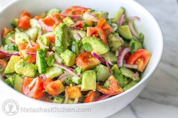This Cucumber Tomato Avocado Salad recipe is a keeper! Easy, Excellent Salad