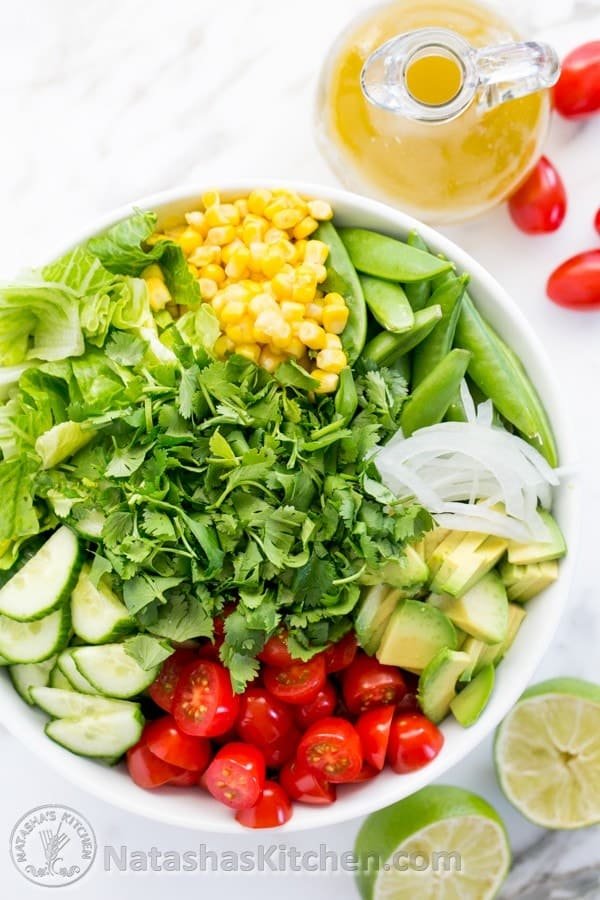 Revive your tastebuds with this easy, excellent Chopped Mexican Salad and Lime Dressing from @NatashasKitchen