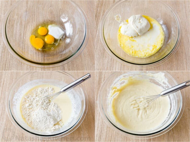 Process of making pancake batter in bowl