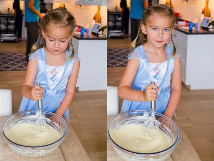 girl making pancake batter
