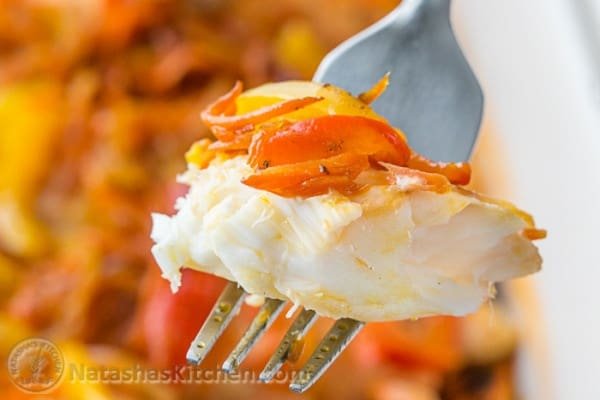 This Baked Tilapia & Veggie Casserole is so Juicy and Flaky. Easy, excellent dish! @natashaskitchen