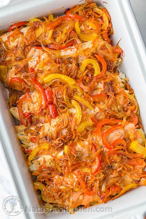 This Baked Tilapia & Veggie Casserole is so Juicy and Flaky. Easy, excellent dish! @natashaskitchen