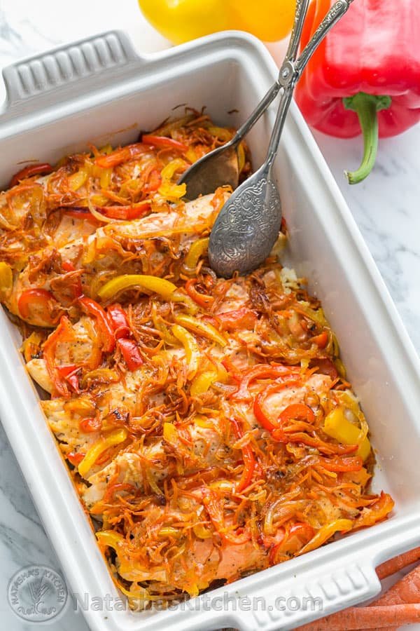 This Baked Tilapia & Veggie Casserole is so Juicy and Flaky. Easy, excellent dish! @natashaskitchen