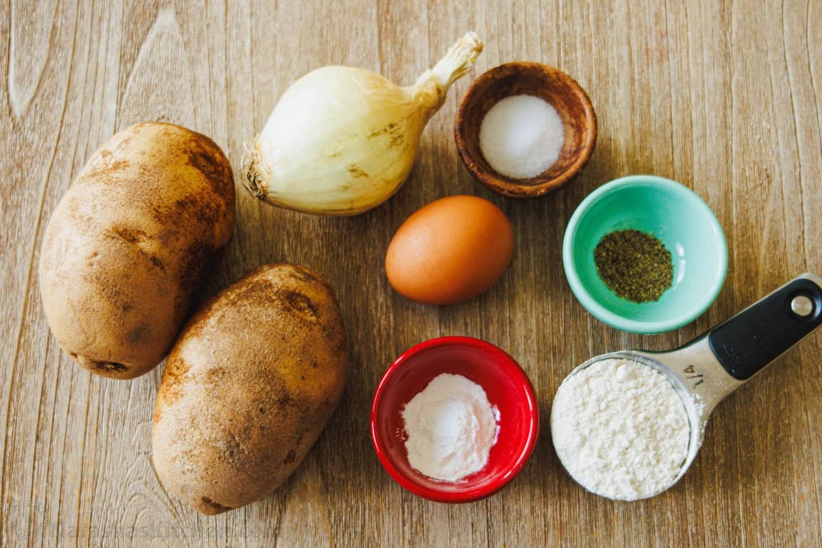 Ingredients for potato latke recipe Ingredients for Latke recipe