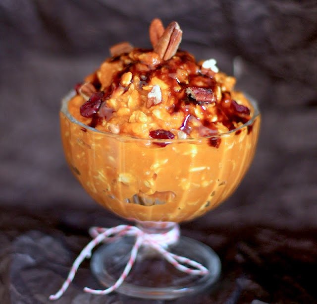 Healthy Butterscotch Pumpkin Overnight Dessert Oats - Desserts with Benefits