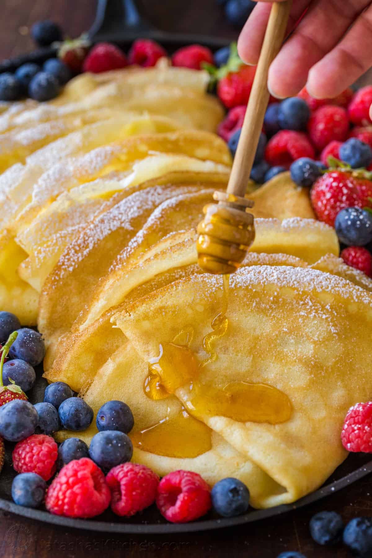 Crepes drizzled with honey