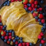 Crepes folded and served with fruit