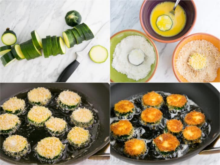 Step by step photos how to fry zucchini crisps