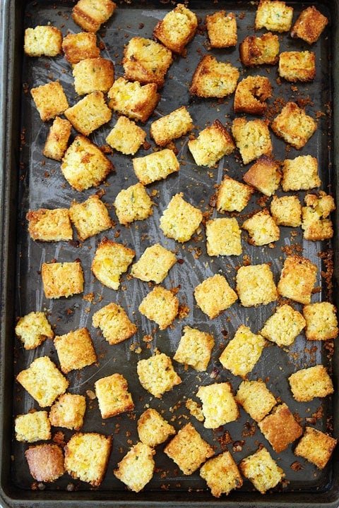 Jalapeño Cornbread Panzanella Salad on twopeasandtheirpod.com 