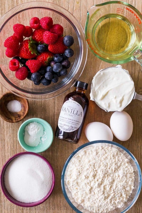 Ingredients for berry muffins recipe
