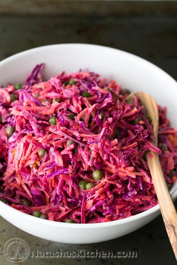 This Russian beet salad is always a hit at holiday parties and church potlucks and it's easy peasy! @natashaskitchen