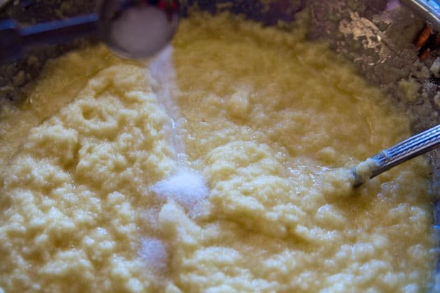 Potato mixture for deruny in a bowl 