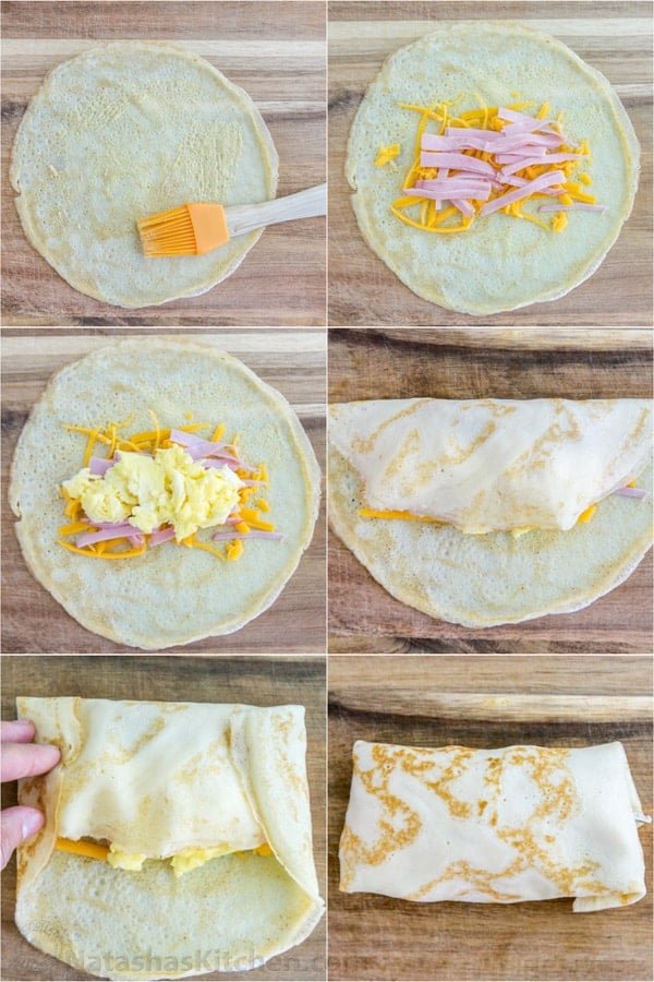 Egg, Ham and Cheese Crepes Pockets - Our son's favorite breakfast and they are freezer friendly! | natashaskitchen.com 