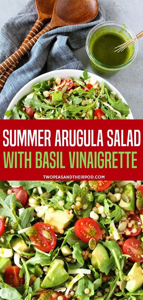 Include this summer recipe with vegetables in your all-time favorite salad meals! The Arugula salad is with couscous, avocado, corn, tomatoes, cheese, pepitas, and simple basil vinaigrette. It is so refreshing and goes great with any other meals!
