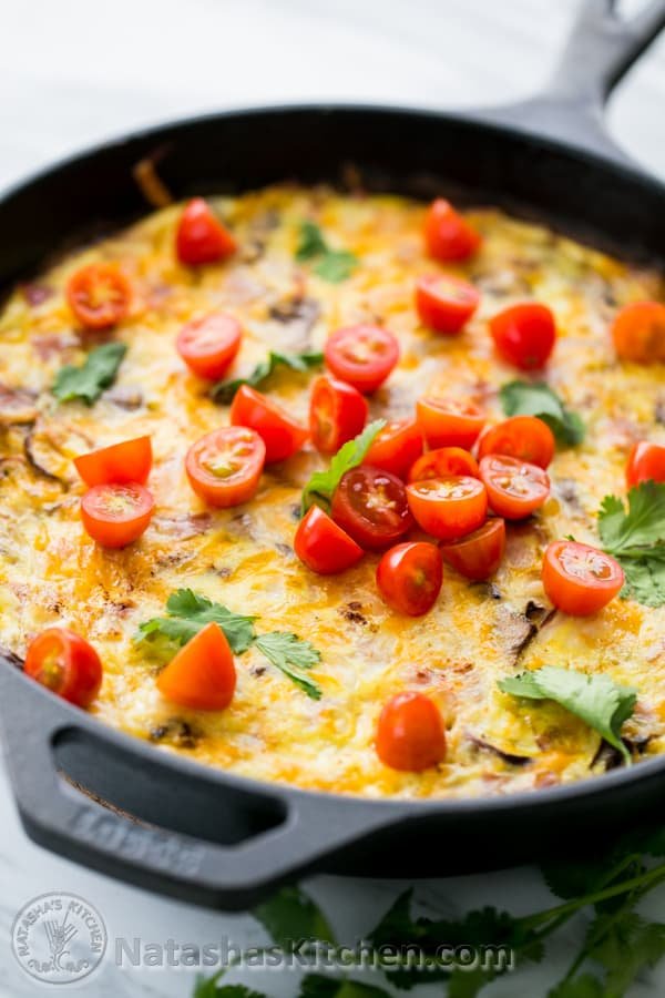 Cheesy Hash Brown and Egg Casserole. Easy one-pan breakfast for your family or guests! @NatashasKitchen