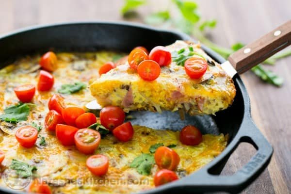 Cheesy Hash Brown and Egg Casserole. Easy one-pan breakfast for your family or guests! @NatashasKitchen