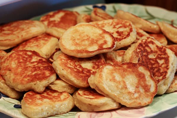 These buttermilk pancakes are commonly referred to as "oladi" but we called them "blinchiki" growing up. They are loaded with diced apples. Yum!