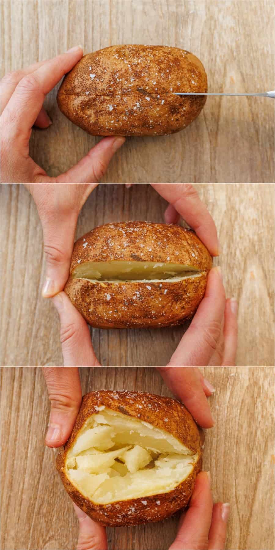 How to cut open an air fryer baked potato
