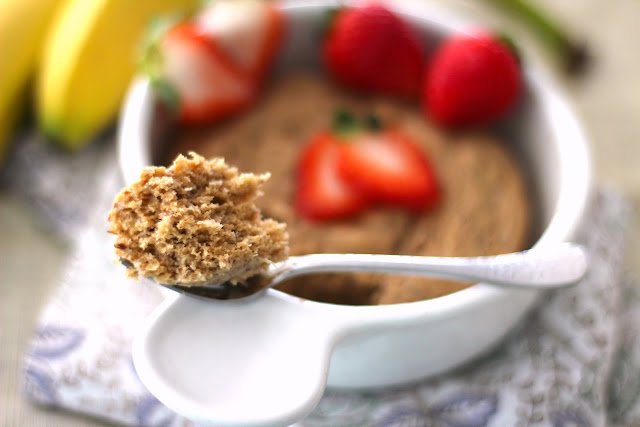 You can make this Healthy Single-Serving Peanut Butter Banana Microwave Cake in 5 minutes flat. You'd never know it's sugar free, gluten free, and vegan!