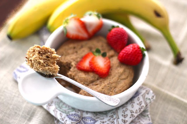 You can make this Healthy Single-Serving Peanut Butter Banana Microwave Cake in 5 minutes flat. You'd never know it's sugar free, gluten free, and vegan!