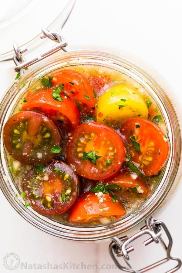 Italian marinated tomatoes with Italian dressing marinade for the best cherry tomatoes recipe