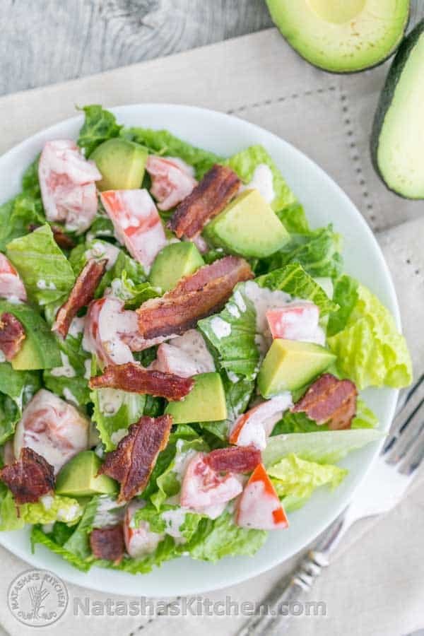 BLT Salad with Avocado from the @skinnytaste cookbook - Everything we love about a BLT in Salad form! | natashaskitchen.com 