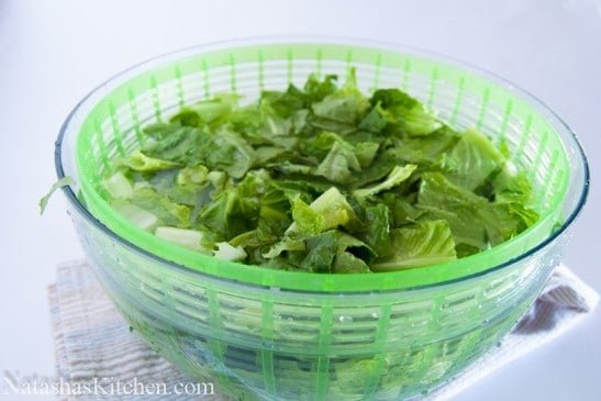 OXO salad spinner with romaine lettuce 