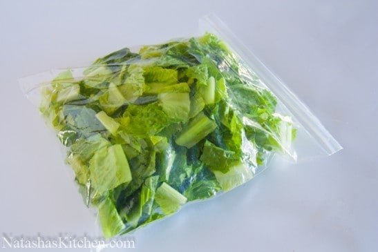 Romaine lettuce in a ziplock bag 