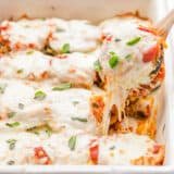 Baked Eggplant Parmesan: crisp eggplant layered with marinara and plenty of melted cheese