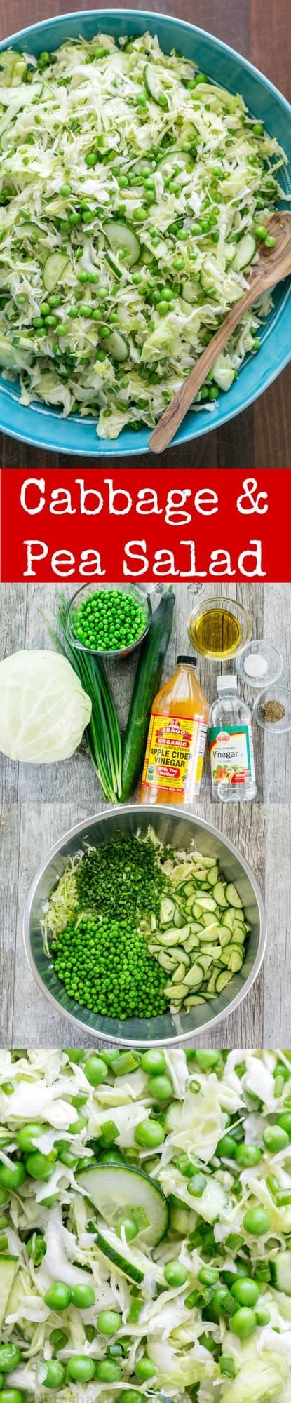 This cabbage and pea salad is vibrant, crisp and fresh. I love the sweet pop of flavor from the peas and the easy zesty dressing. A must try cabbage salad! | natashaskitchen.com