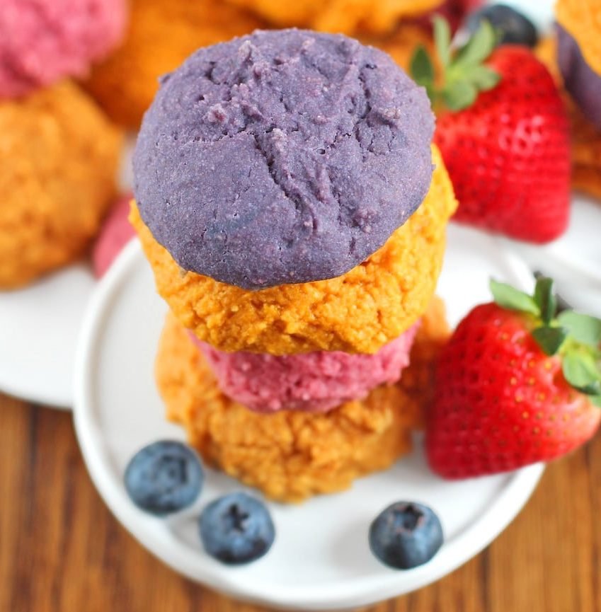 These Healthy Jello Muffin Top Cookies are sweet, fun, colorful, and delicious, you'd never guess that they're sugar free, low fat, gluten free, and vegan! These Healthy Jello Muffin Top Cookies are sweet, fun, colorful, and delicious, you'd never guess that they're sugar free, low fat, gluten free, and vegan!