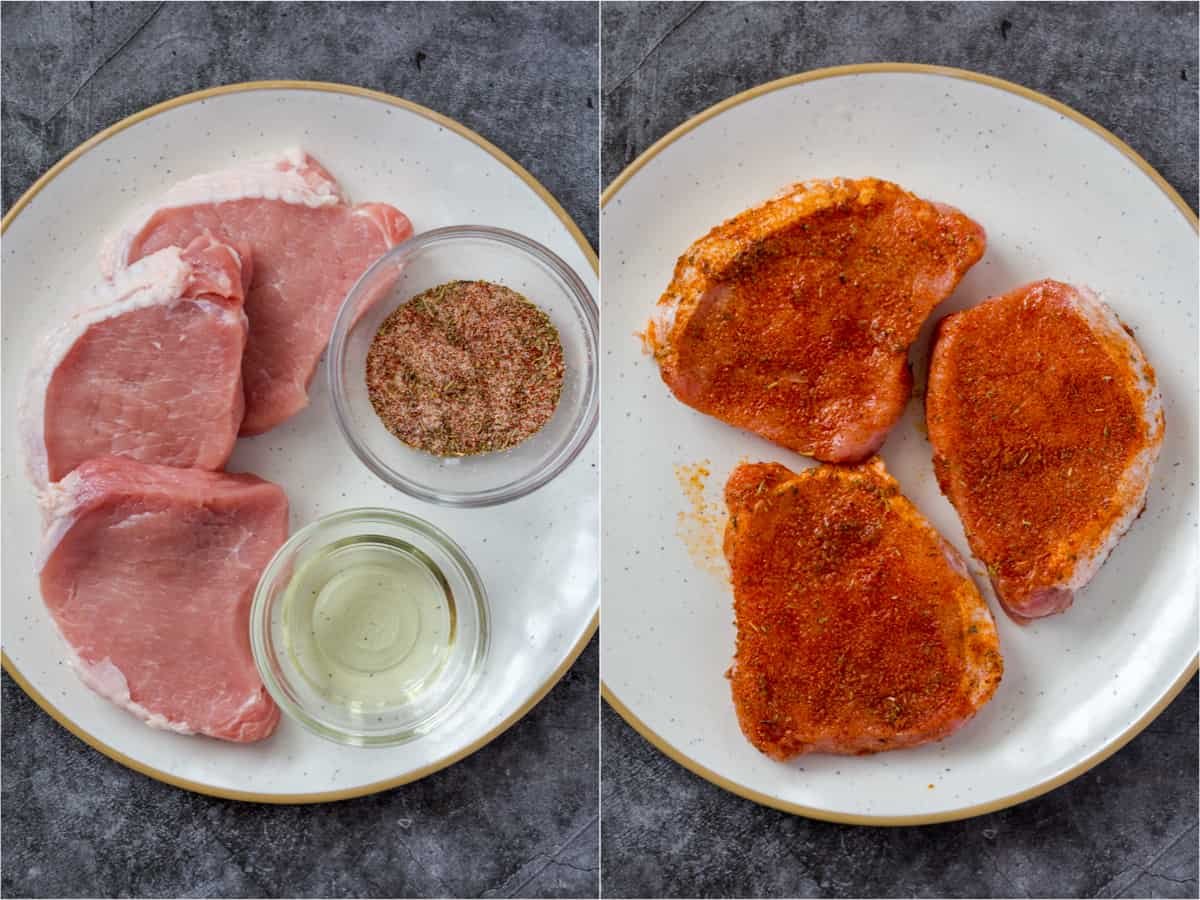 before and after photo using dry rub to season meat